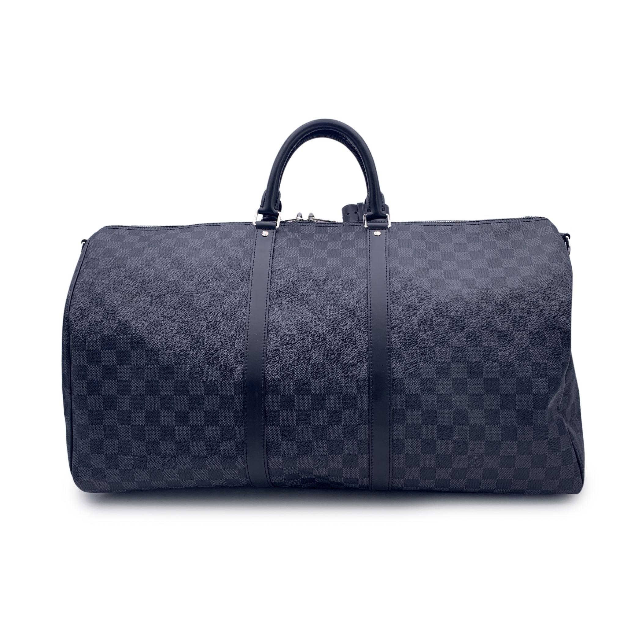 Black Louis Vuitton Damier Graphite Canvas Keepall 55 Bandouliere Bag