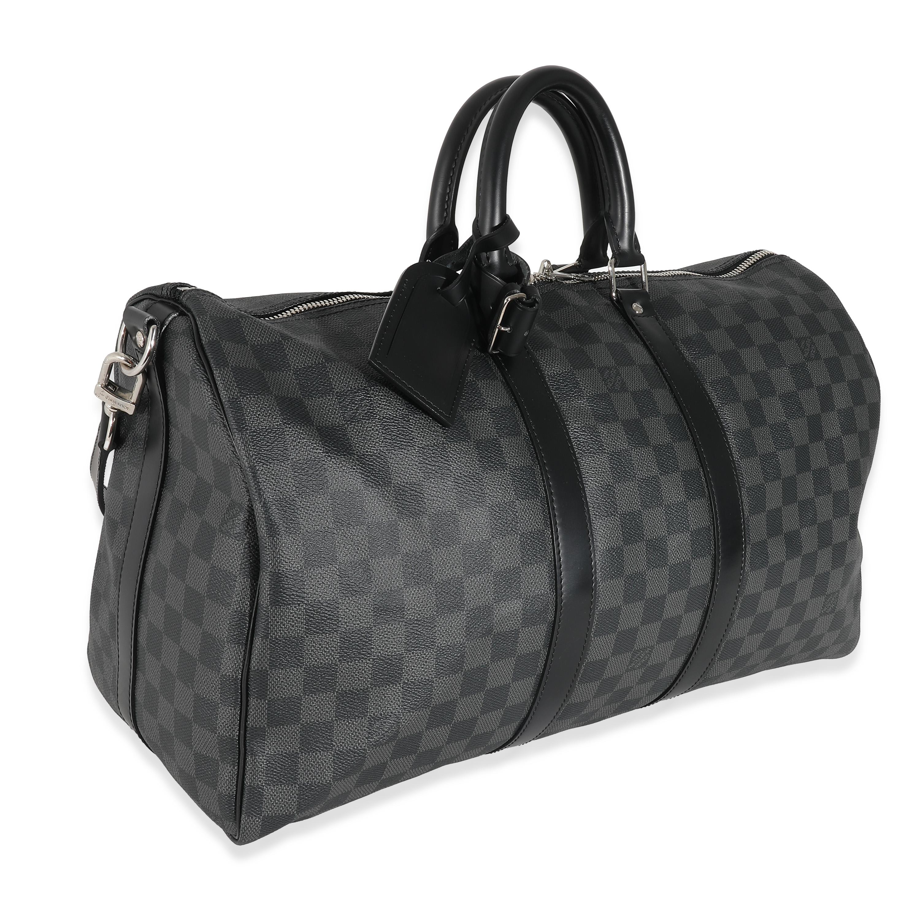 Louis Vuitton Damier Lienzo Grafito Keepall Bandolera 45 Negro