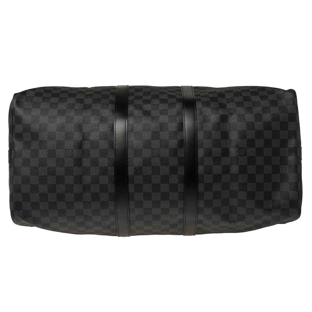 Men's Louis Vuitton Damier Graphite Canvas Keepall Bandouliere 55 Bag