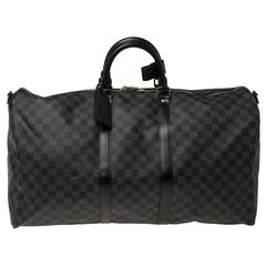 Used Louis Vuitton Damier Graphite Canvas Keepall Bandouliere 55 Bag