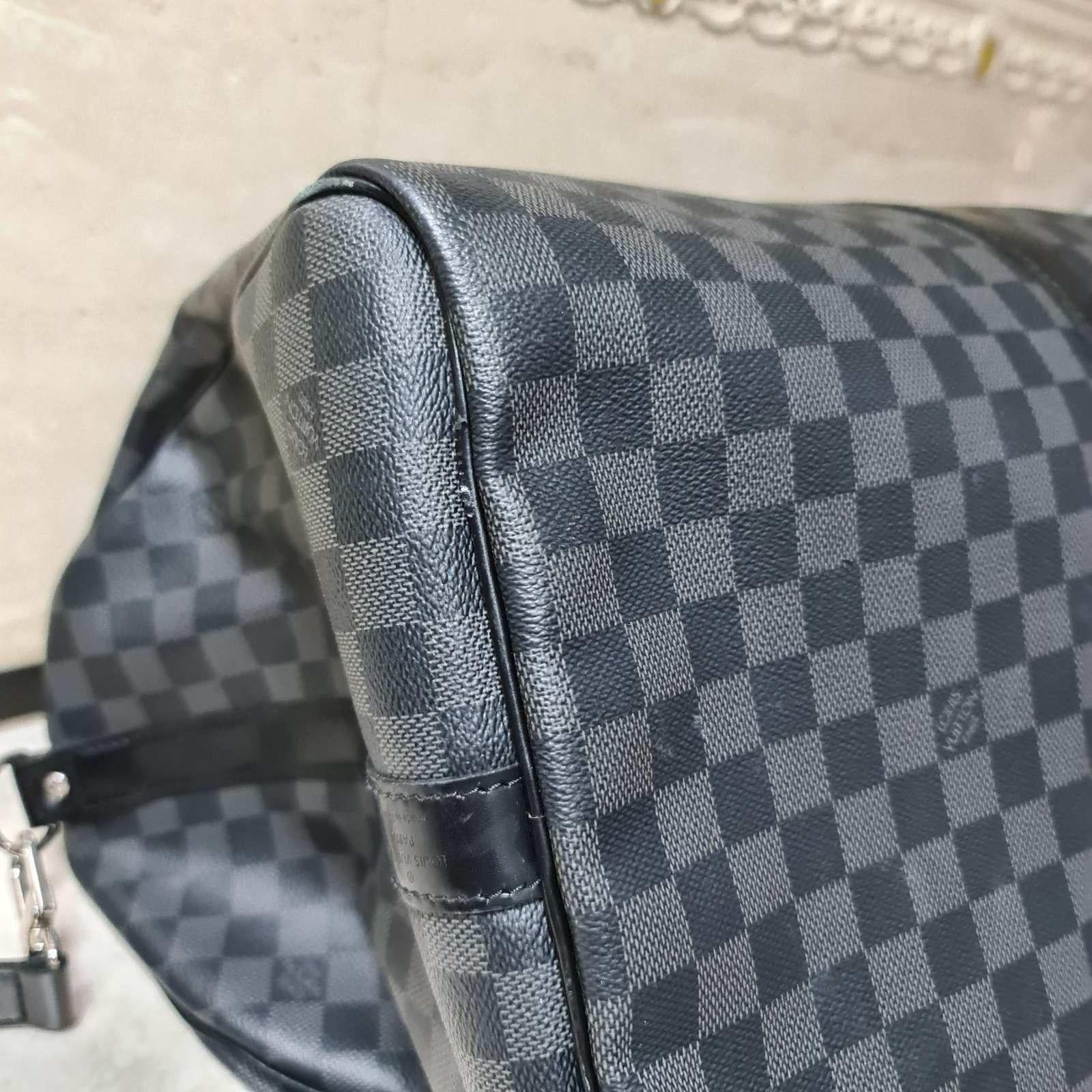 Women's Louis Vuitton Damier Graphite Canvas Keepall Bandouliére 55 Travel Bag