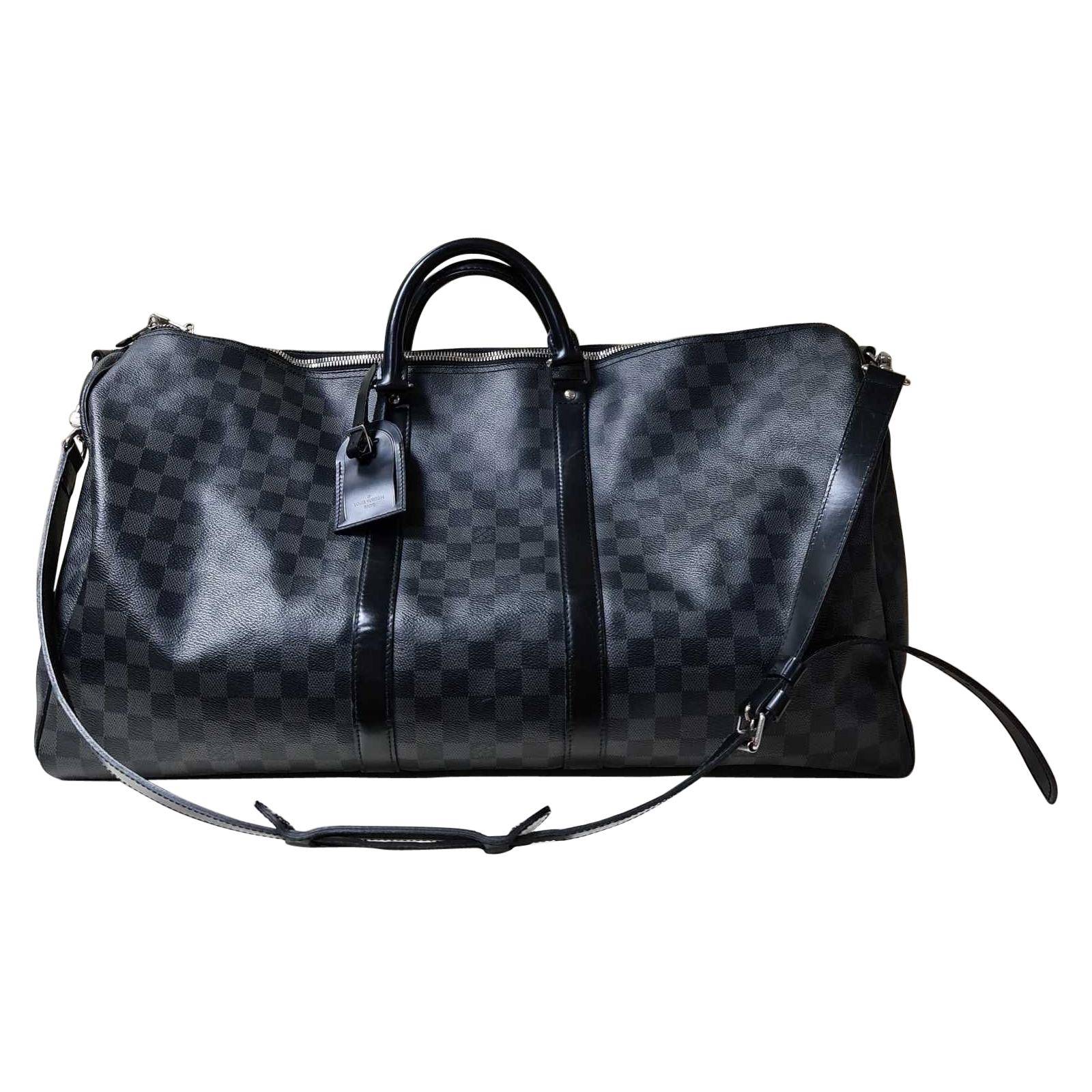 Louis Vuitton Damier Graphite Canvas Keepall Bandouliére 55 Travel Bag