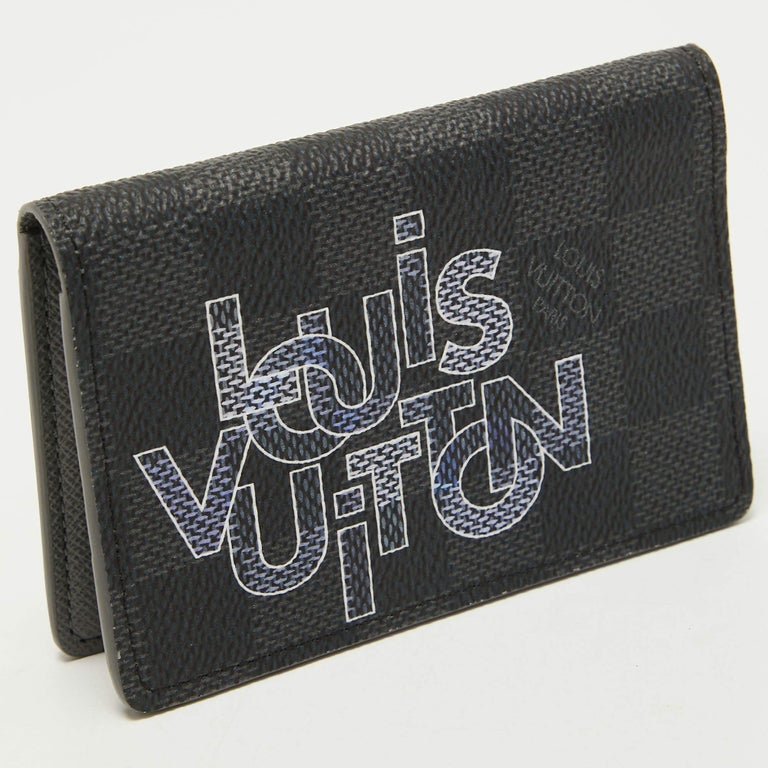 Pre-owned Louis Vuitton Pocket Organizer Damier Graphite Giant (3 Card  Slot) Blue