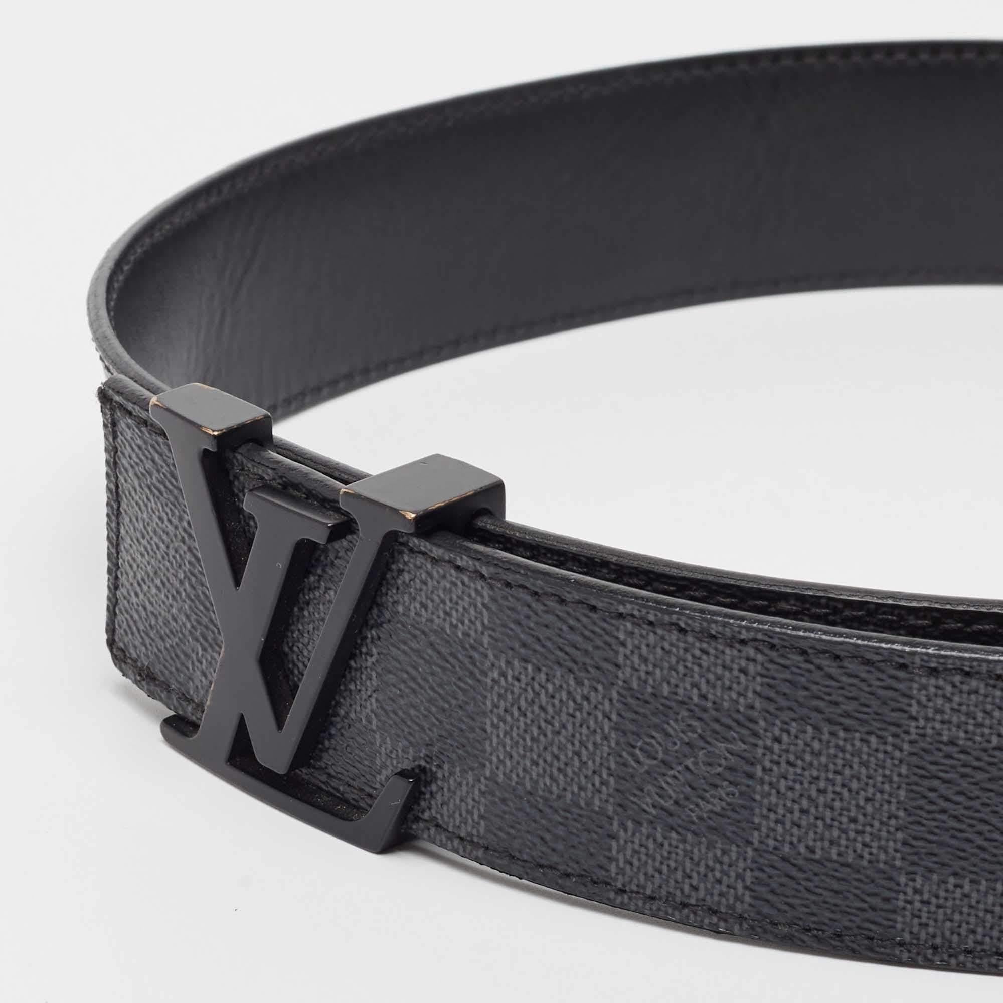 Black Louis Vuitton Damier Graphite Canvas LV Initiales Belt 95CM