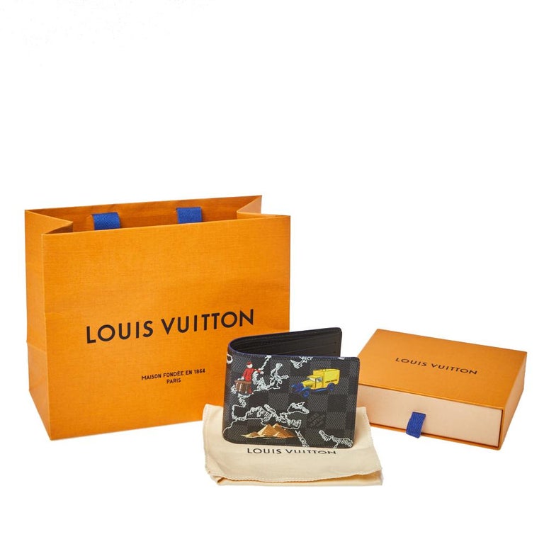 LOUIS VUITTON Damier Graphite Slender Wallet Blue 1054567