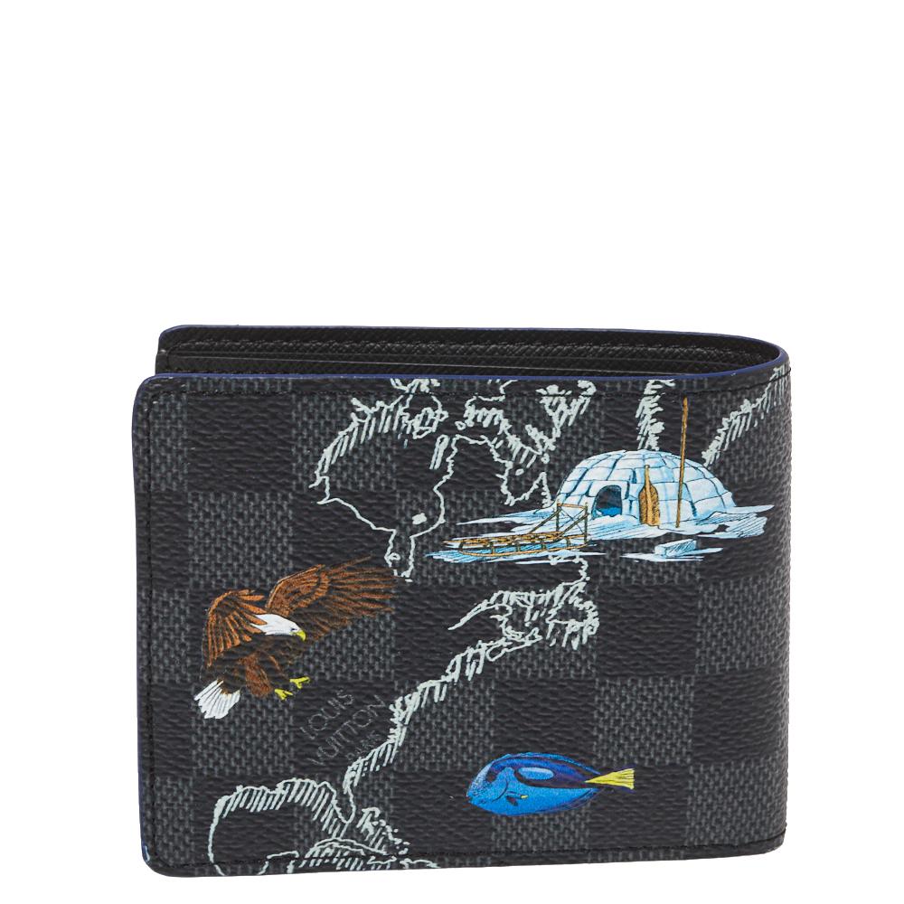 Made from Damier Graphite canvas, this Slender wallet by Louis Vuitton is decorated with a map of Europe and colorful illustrations evocative of Renaissance cartography. Slim in design, it’s roomy enough to carry all the essentials.

Includes: