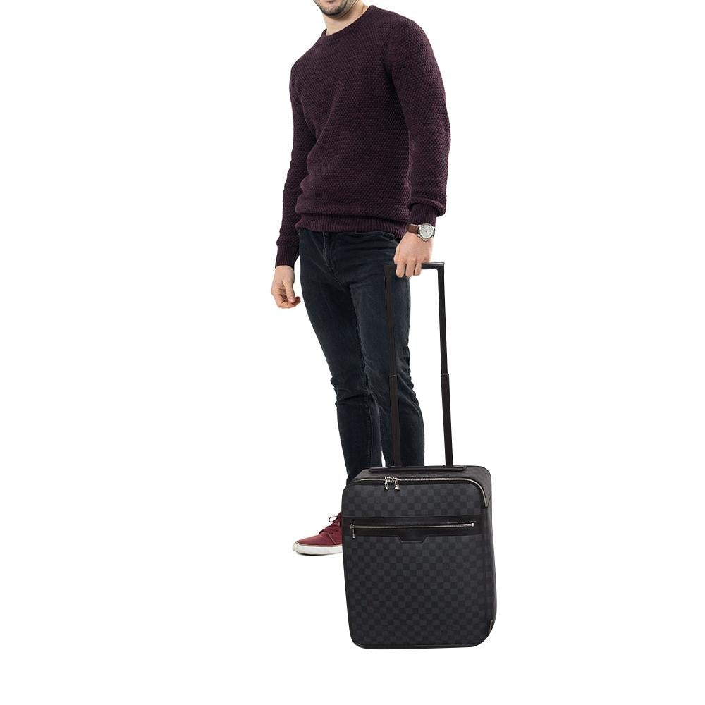 Taking Louis Vuitton's legendary art of travel elegantly forward, this suitcase, crafted from signature materials, flaunts traditional craftsmanship and an innovative, modern design. Lightweight, robust, and ultra-mobile, it glides along smoothly on