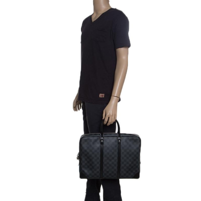 Black Louis Vuitton Damier Graphite Canvas Porte Documents Voyage Briefcase