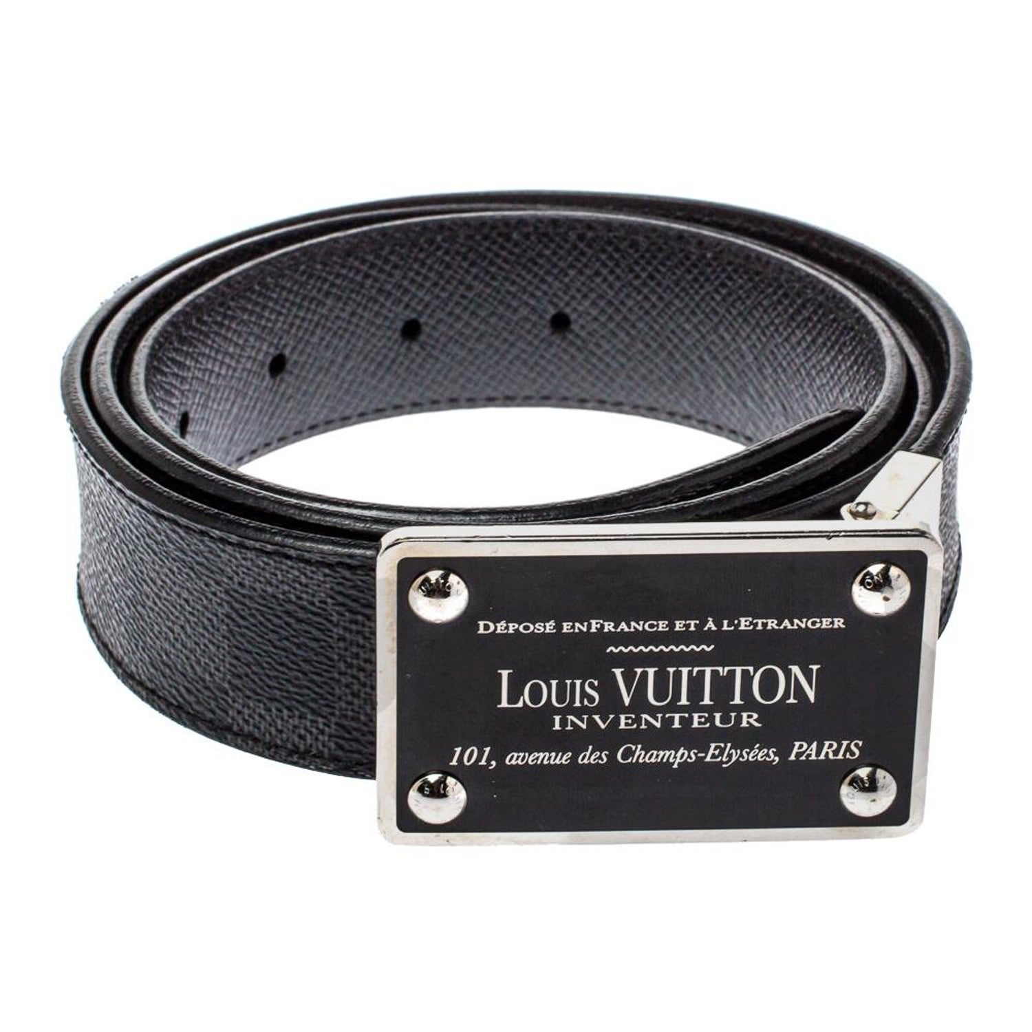 Louis Vuitton Black Damier Graphite Belt - 2 For Sale on 1stDibs