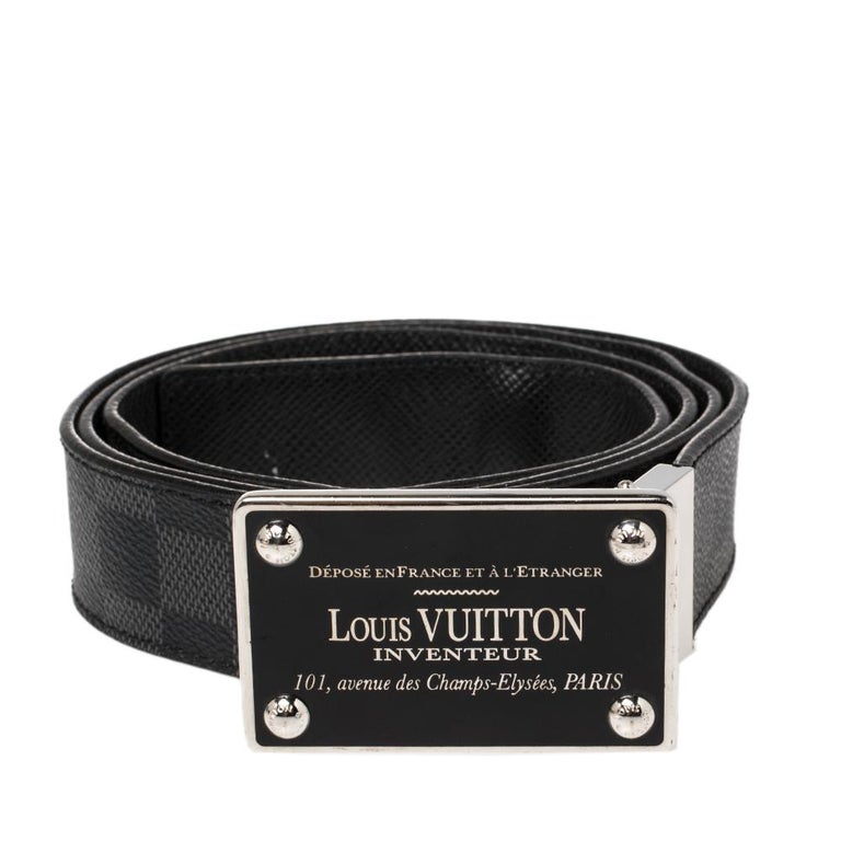 Black Louis Vuitton Damier Graphite Canvas Reversible Inventeur Belt 120 CM For Sale