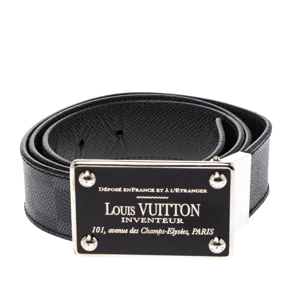 Louis Vuitton Damier Ebene Belt with Silver Block Buckle