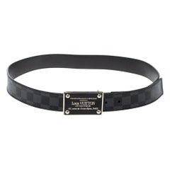 LOUIS VUITTON Damier Graphite Belt 85cm Silver Buckle Belt Black