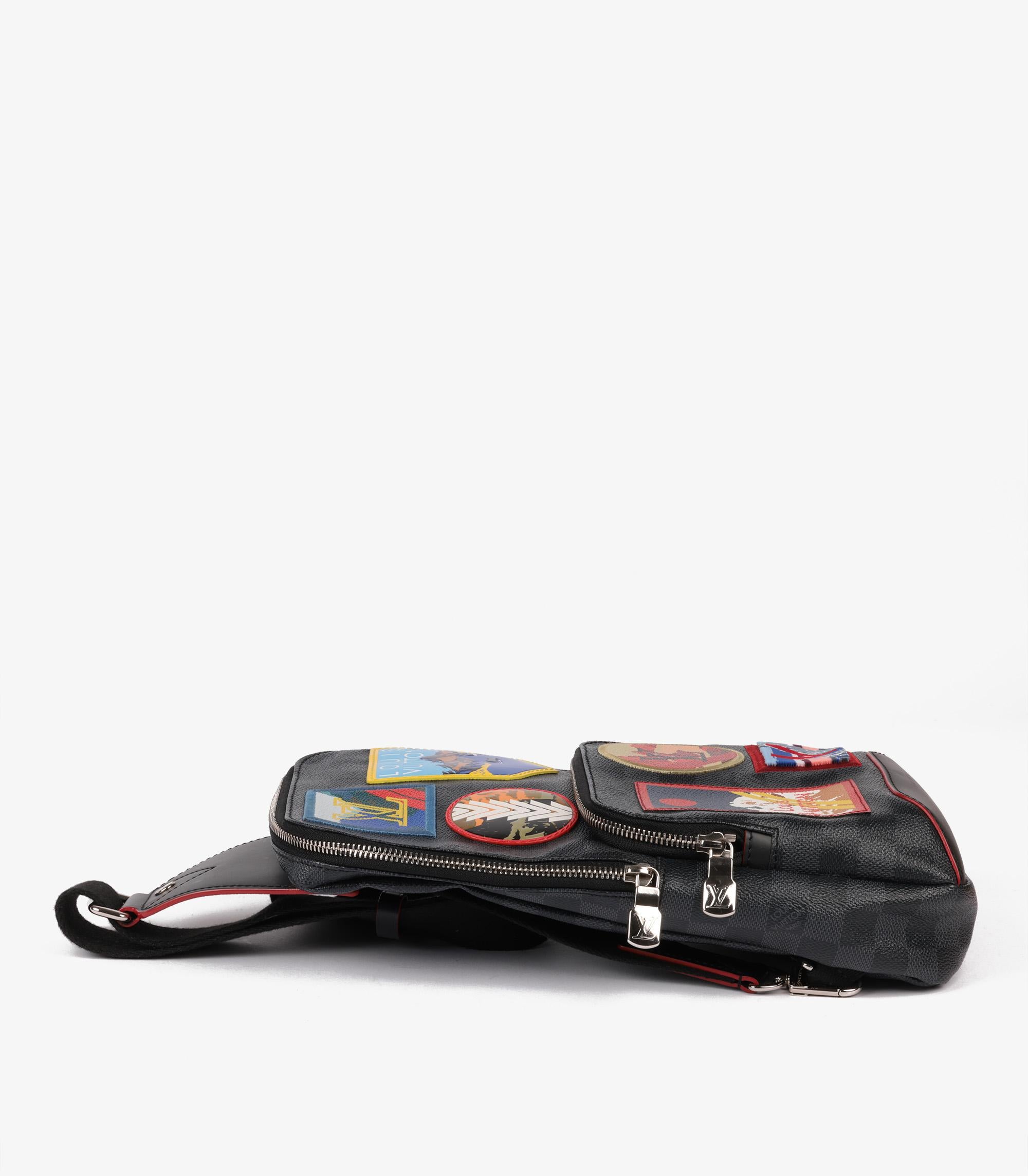 Black Louis Vuitton Damier Graphite Coated Canvas Alps Patches Avenue Sling Bag