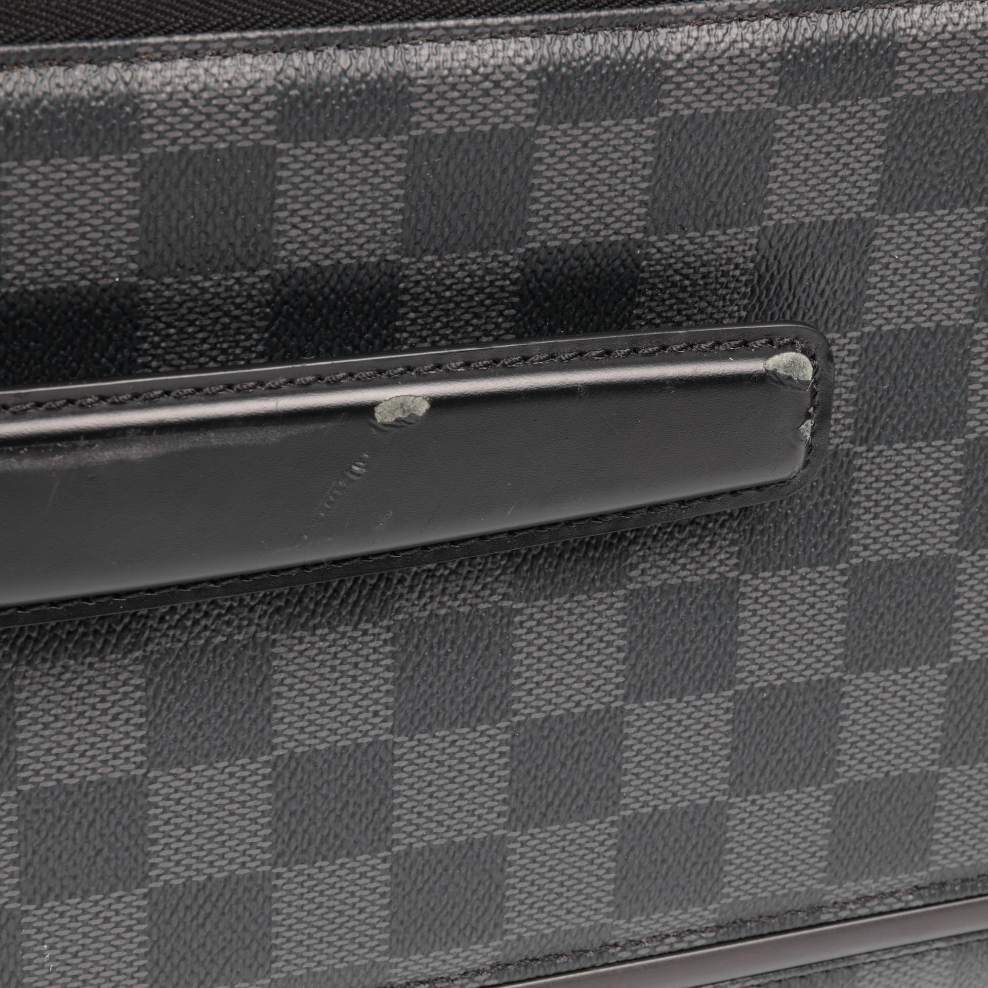 LOUIS VUITTON Damier Graphite Coated Canvas & Black Calfskin Leather Pegase 55 im Angebot 6