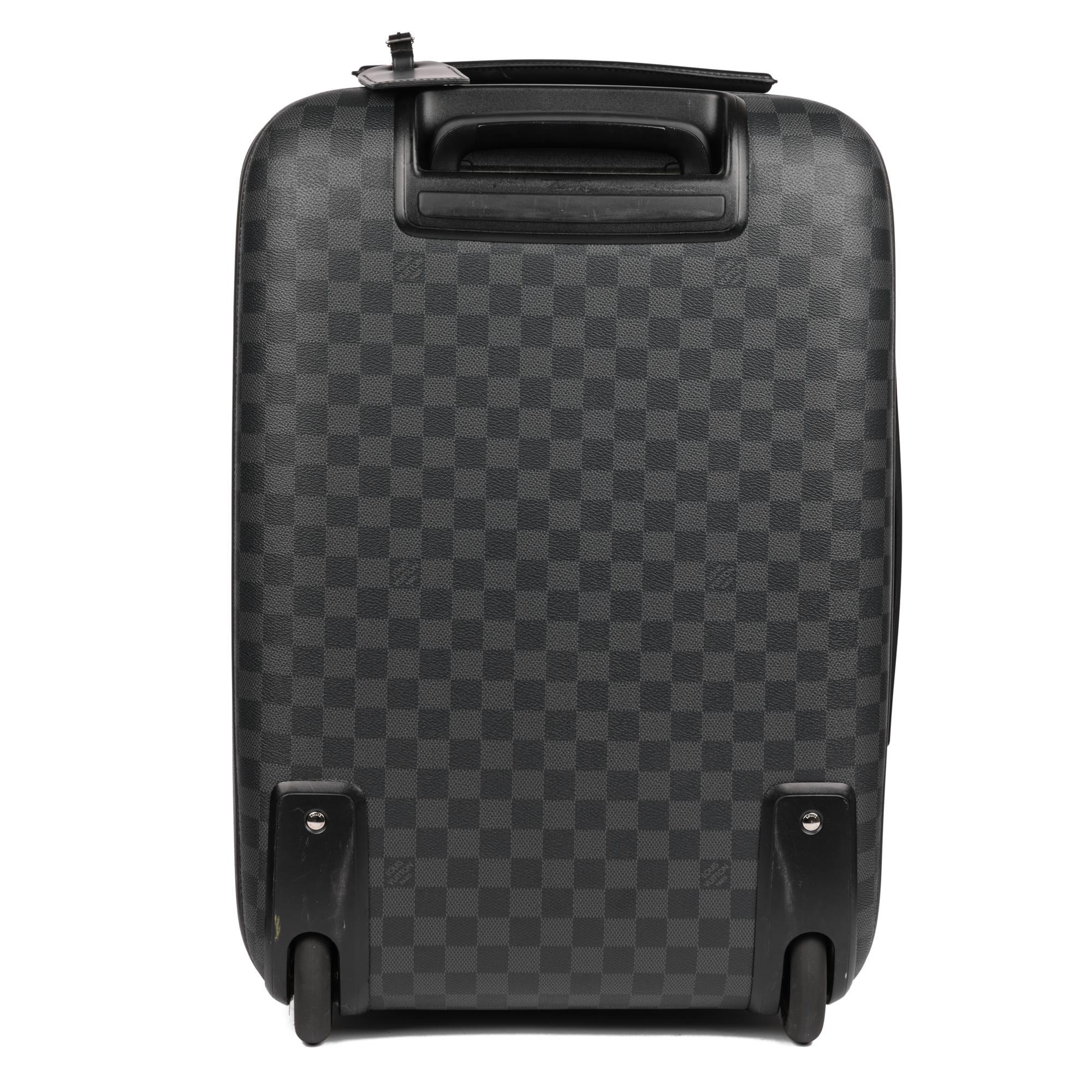 LOUIS VUITTON Damier Graphite Coated Canvas & Black Calfskin Leather Pegase 55 Damen im Angebot