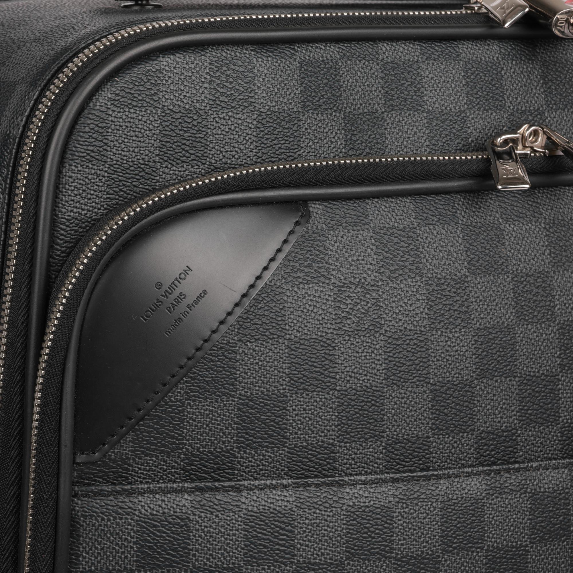LOUIS VUITTON Damier Graphite Coated Canvas & Black Calfskin Leather Pegase 55 im Angebot 2