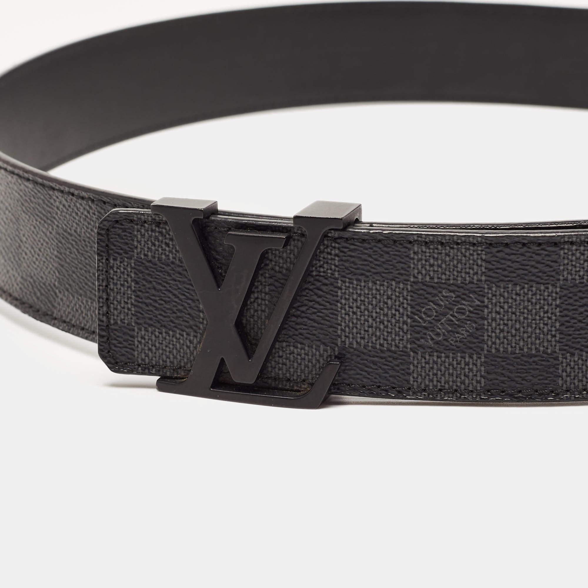 Louis Vuitton Damier Graphite Coated Canvas Initials Belt 95 CM In Good Condition In Dubai, Al Qouz 2