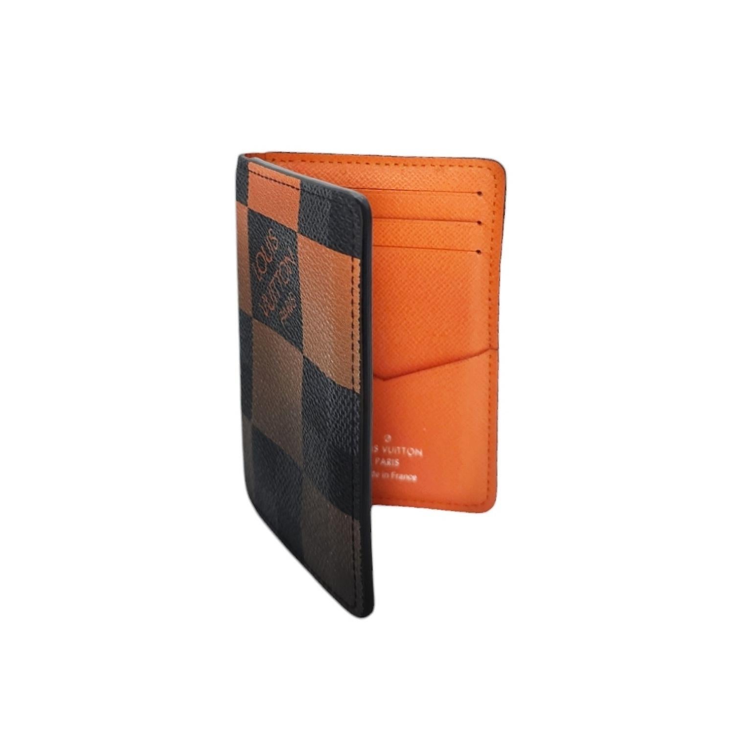 Black Louis Vuitton Damier Graphite Giant Pocket Organizer Orange