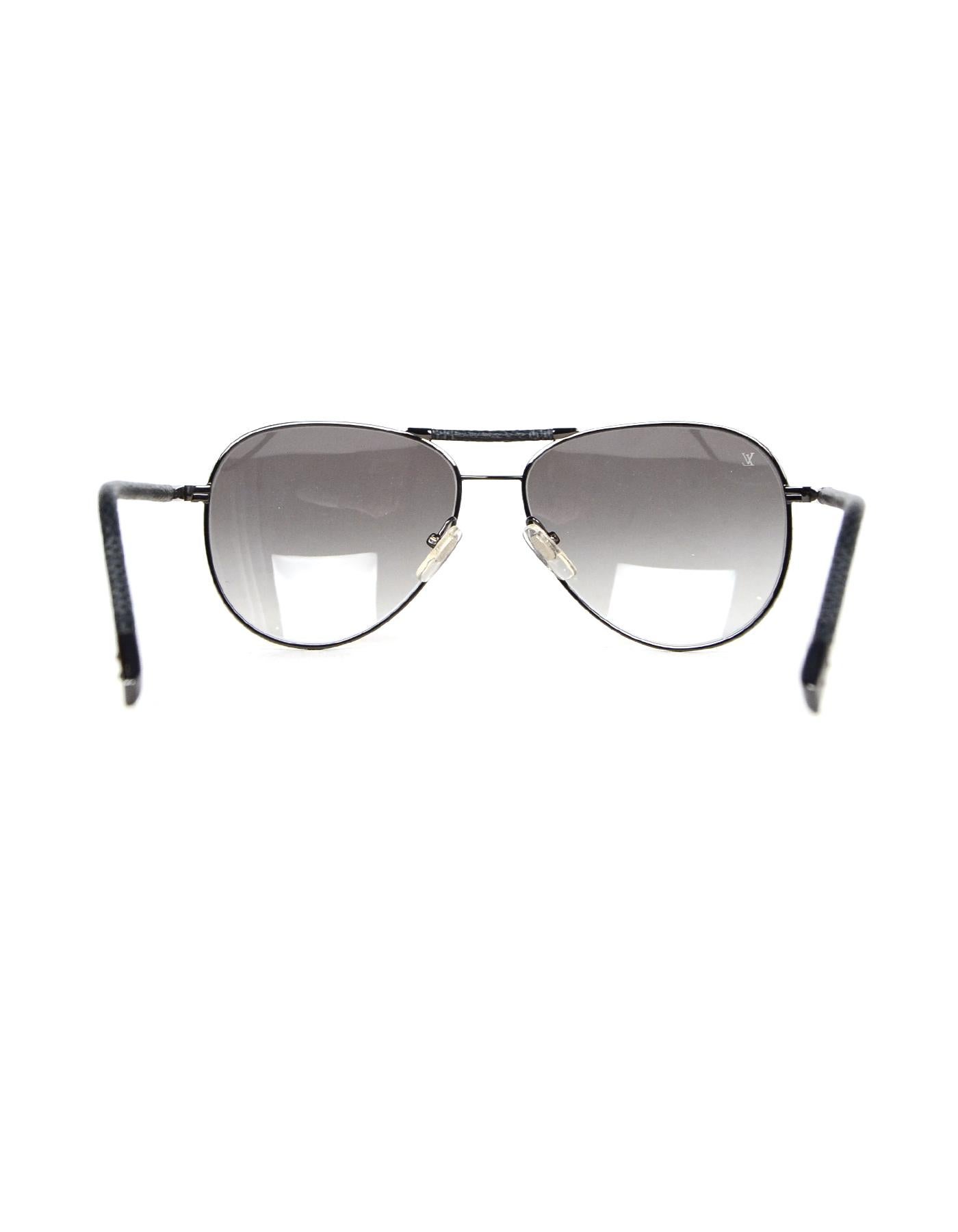 Gray Louis Vuitton Damier Graphite Gunmetal Conspiration Pilote Aviator Sunglasses