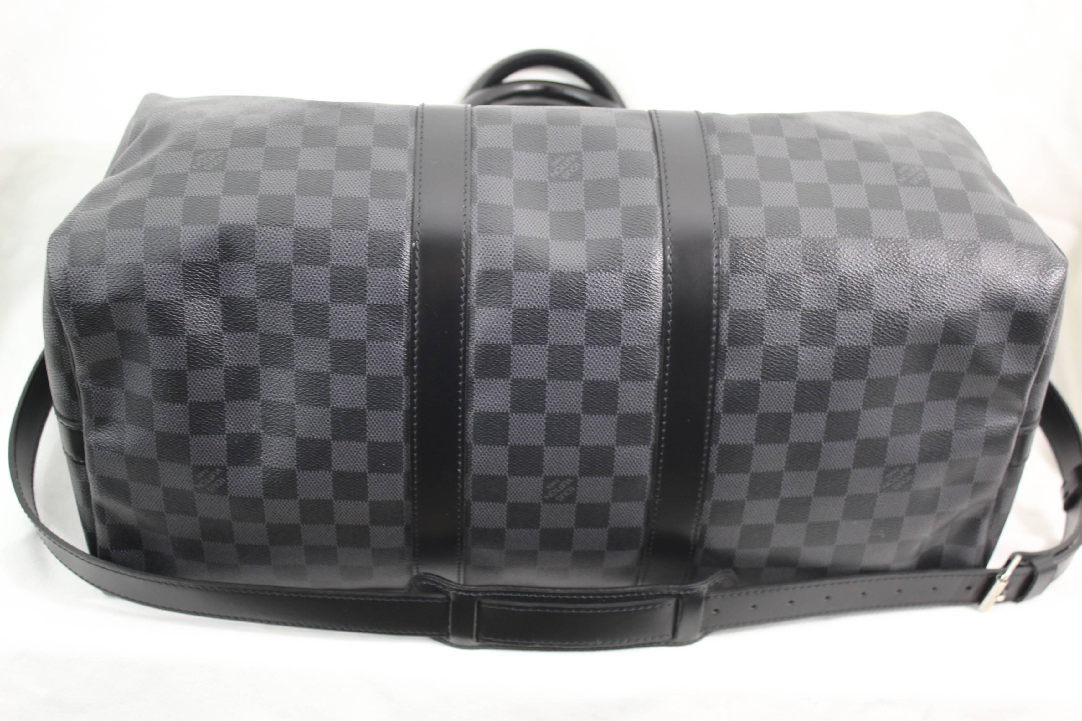 Black Louis Vuitton Damier Graphite Keepall 45 with Shoulder Strap