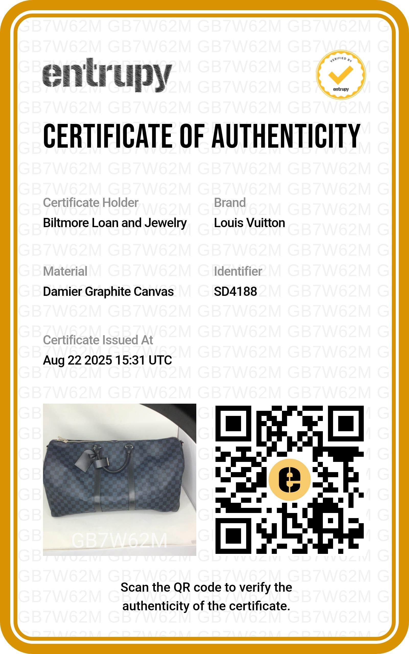 Louis Vuitton Damier Graphit Keepall 55 Bandouliere Tasche im Angebot 6