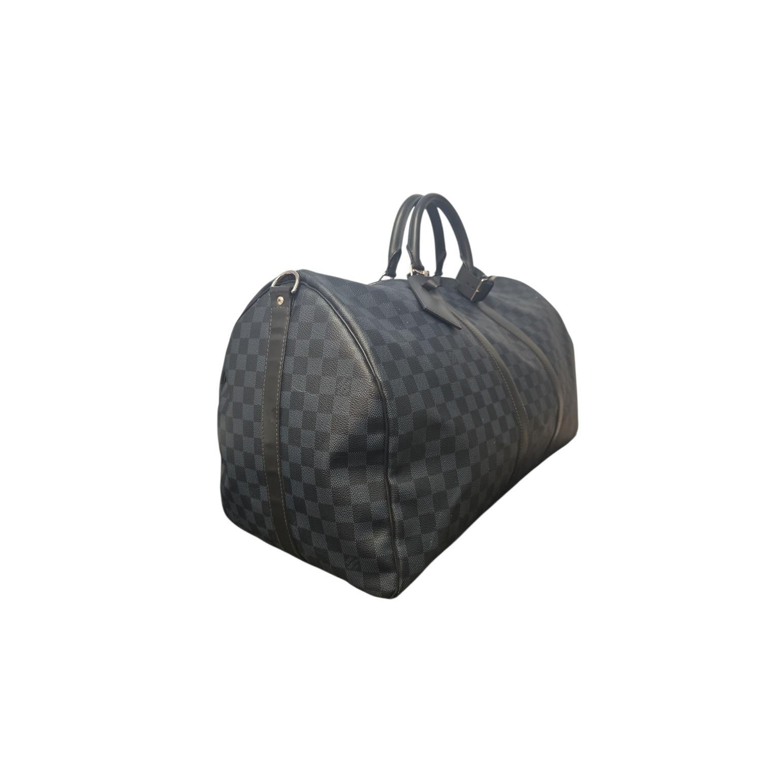 Louis Vuitton Damier Graphit Keepall 55 Bandouliere Tasche (Grau) im Angebot