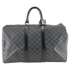 Louis Vuitton Rare Blue Damier Cobalt Keepall Bandouliere 45 Duffle Bag  13lz531s