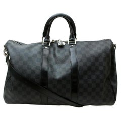 Louis Vuitton Damier Graphite Keepall Bandouliere 45 Boston Duffle with Strap