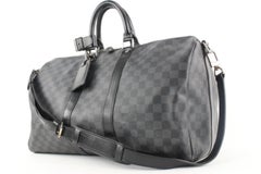 Louis Vuitton Damier Graphite Keepall Bandouliere 45 Duffle Bag with Strap 4L110