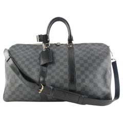 Louis Vuitton Damier Graphite Keepall Bandouliere 45 Duffle Bag with Strap 4L110
