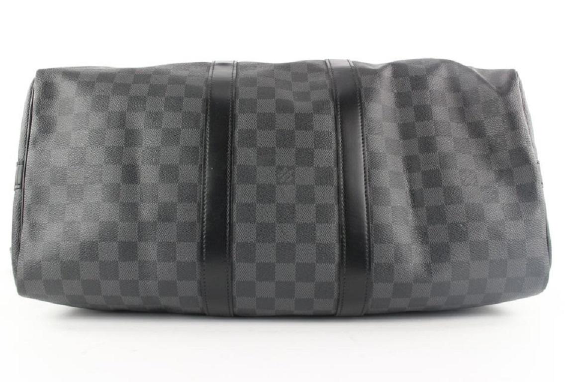 Louis Vuitton Damier Graphite Keepall Bandouliere 45 Duffle Bag with Strap For Sale 3
