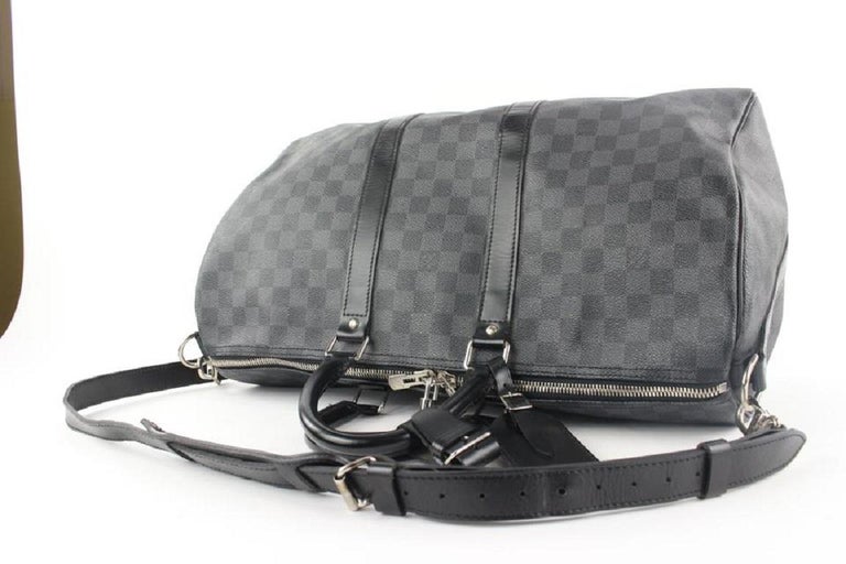 Louis Vuitton Damier Graphite Keepall Bandouliere 45 Duffle Bag with Strap For Sale 7