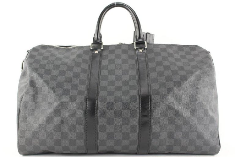 Louis Vuitton Damier Graphite Keepall Bandouliere 45 Duffle Bag with Strap For Sale 3