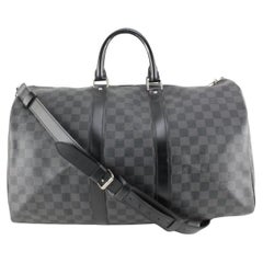 Louis Vuitton Damier Graphite Keepall Bandouliere 45 Duffle with Strap 49lz825s