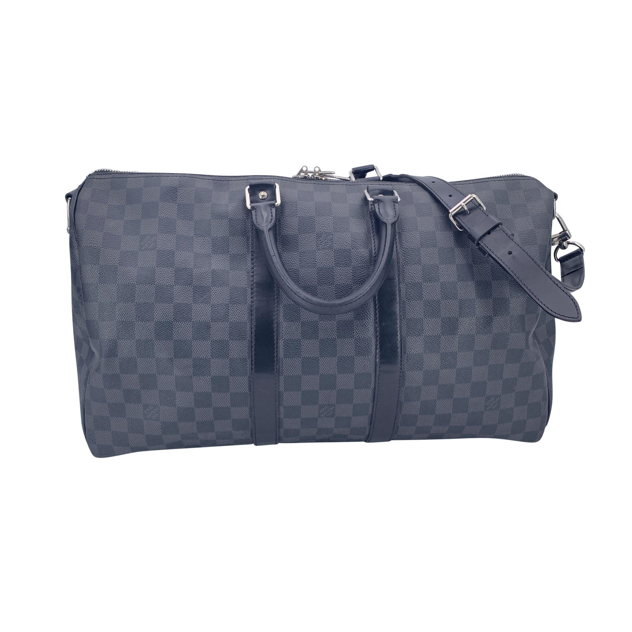 Louis Vuitton Damier Graphit Keepall Bandouliere 45 Reisetasche (Schwarz) im Angebot