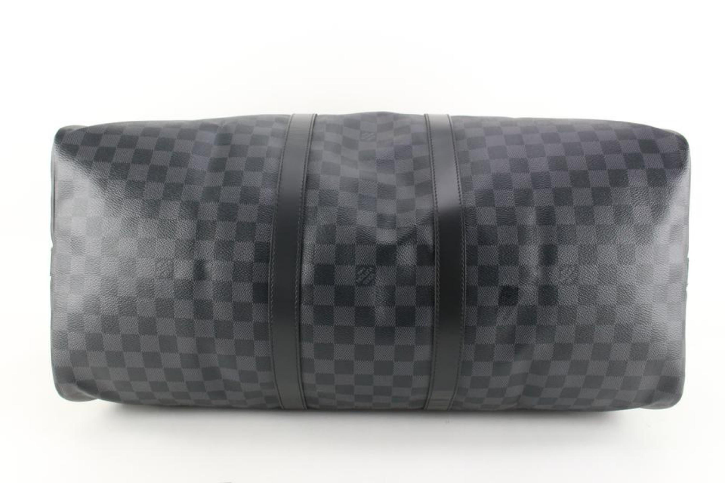 Gray Louis Vuitton Damier Graphite Keepall Bandouliere 55 Boston Duffle Strap  66lk84 For Sale