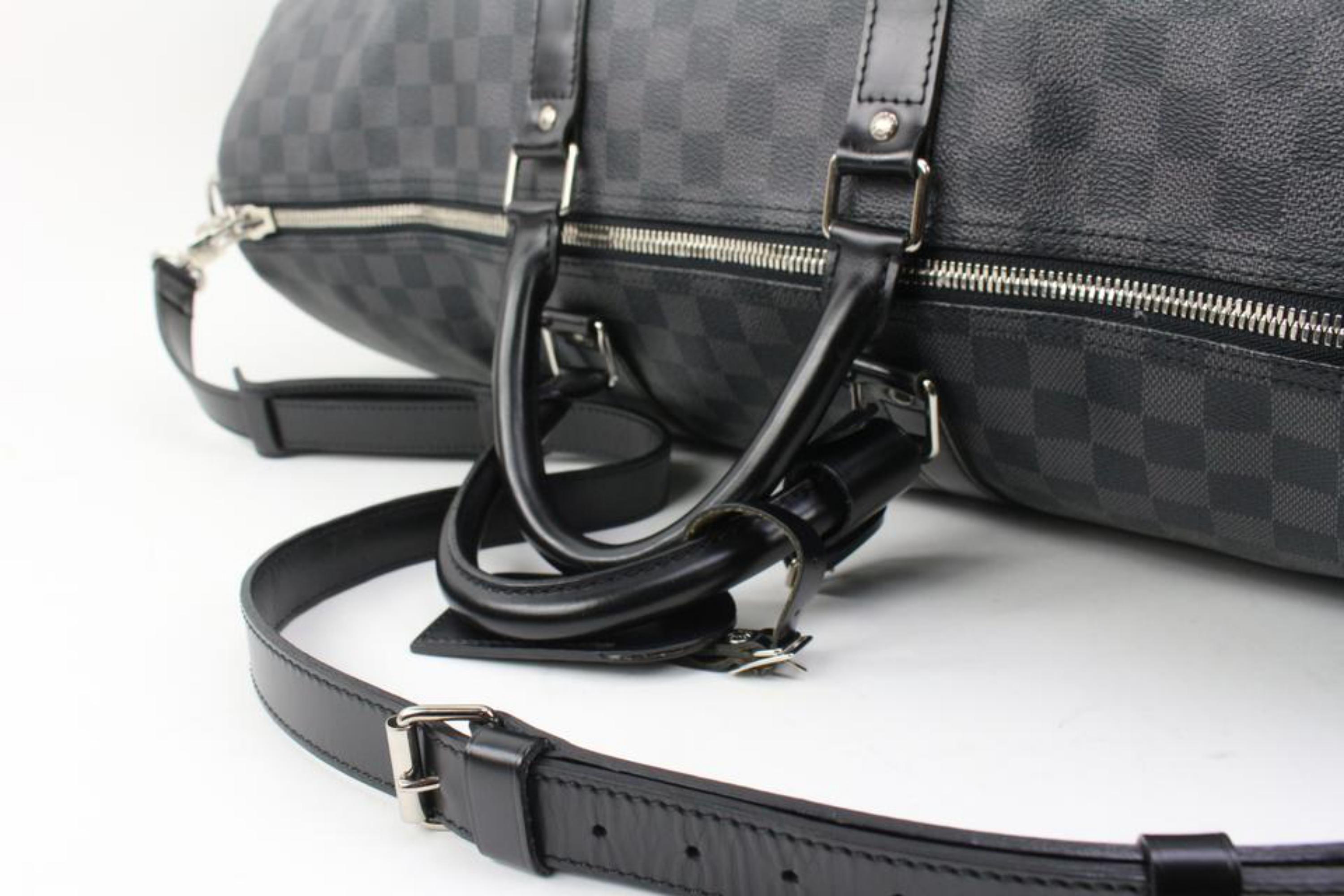 Women's Louis Vuitton Damier Graphite Keepall Bandouliere 55 Duffle with Strap 97lv221s