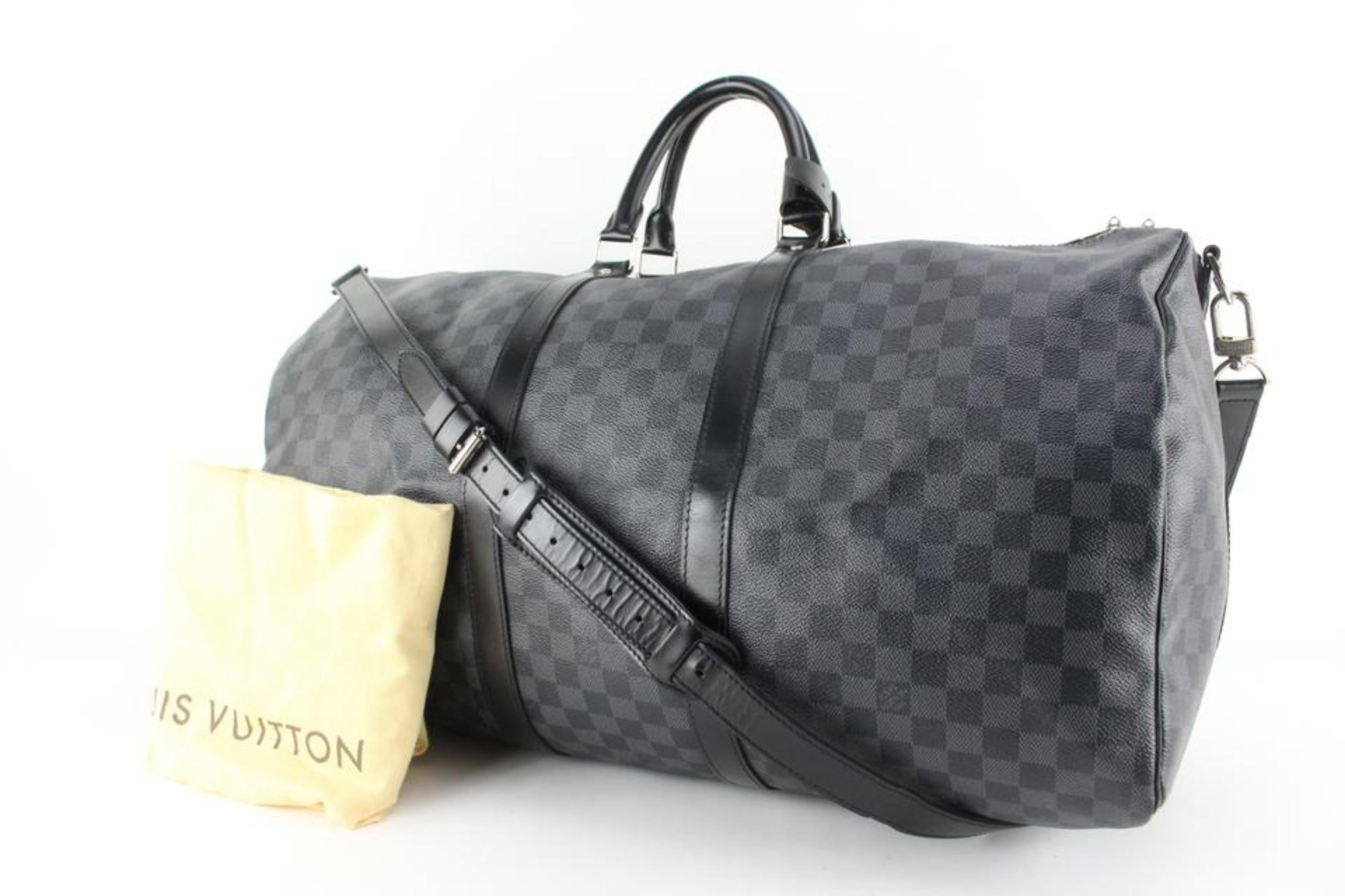 Louis Vuitton - Bandoulière Keepall Damier Graphite 55 avec sangle 9lk822 en vente 7