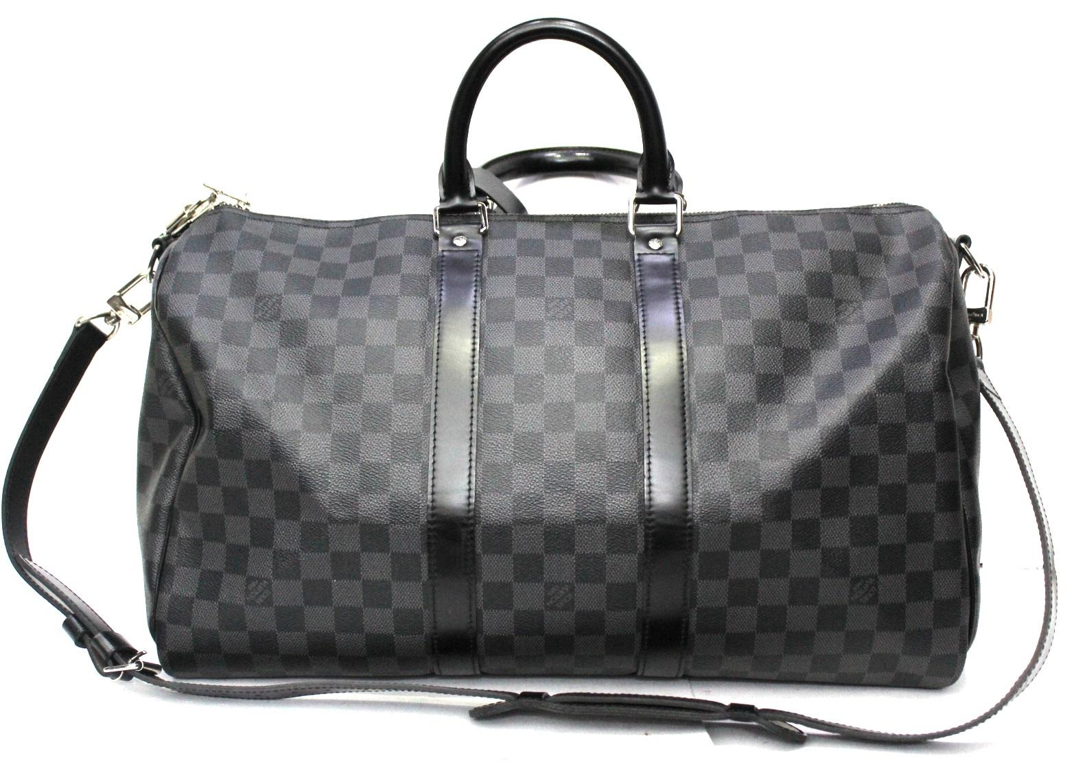 Black Louis Vuitton Damier Graphite Leather Keepall 