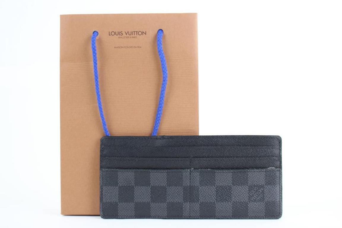 Black Louis Vuitton Damier Graphite Long Card Case 10lt916 Wallet For Sale