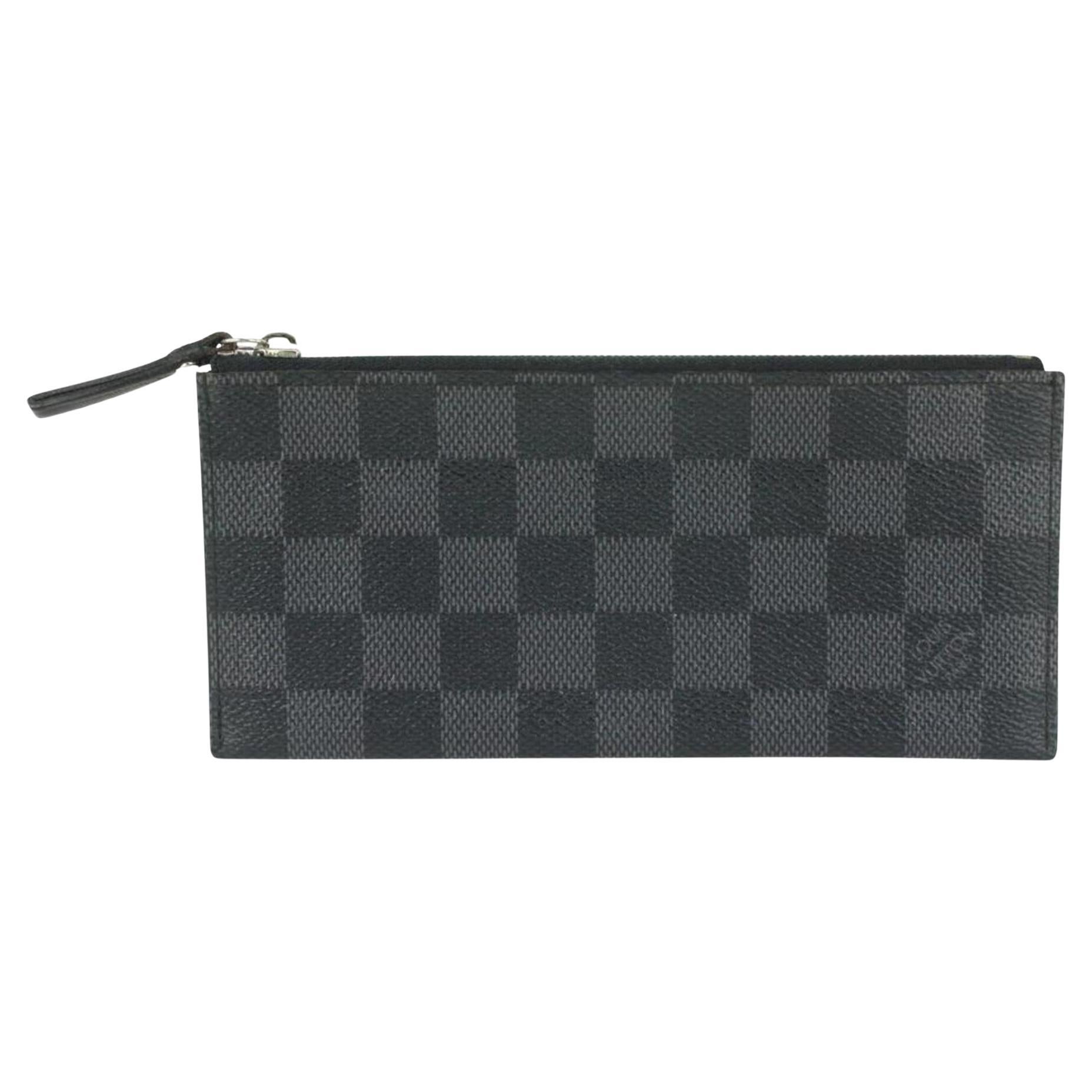 Louis Vuitton Damier Graphite Long Zip Pouch Wallet Insert Case 147lv729