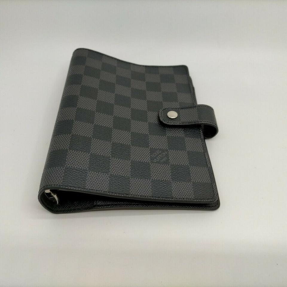 Louis Vuitton Damier Graphite Medium Ring Agenda MM Diary Cover 863230 In Good Condition In Dix hills, NY