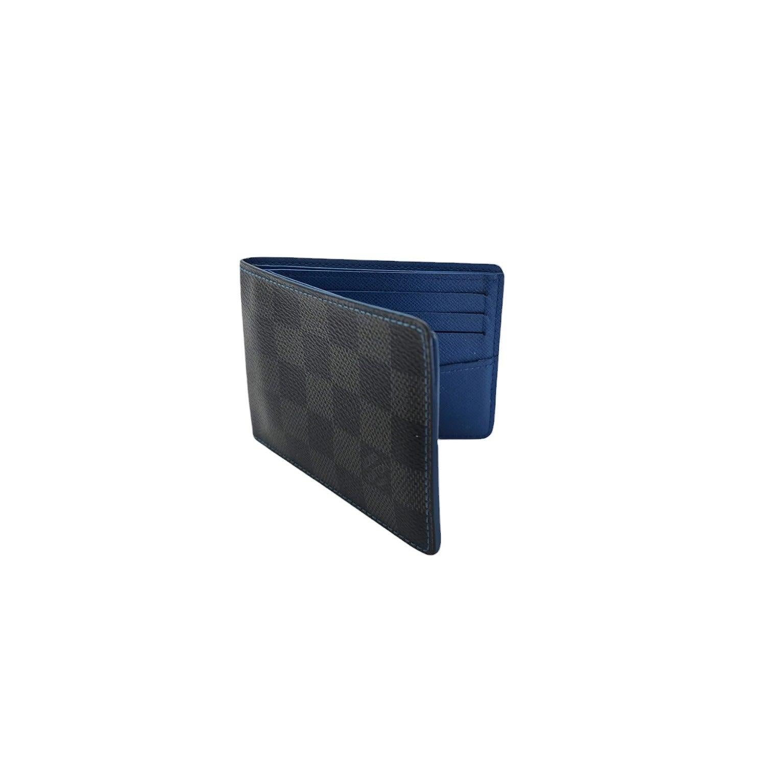 Black Louis Vuitton Damier Graphite Multiple Slender Bifold Wallet Blue