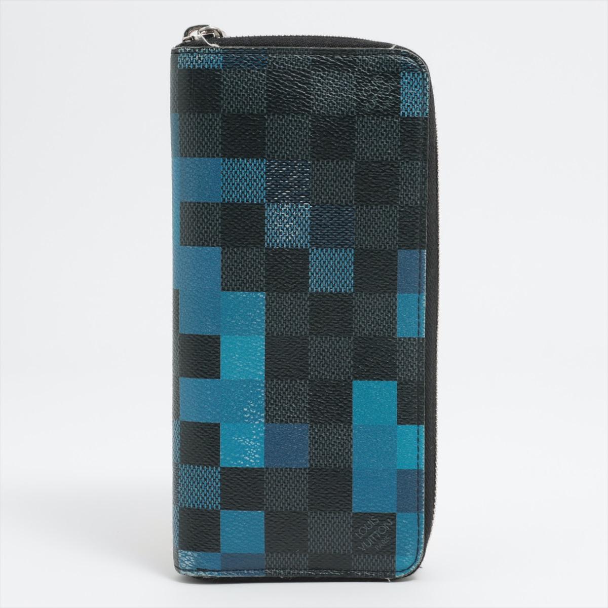 Louis Vuitton Damier Graphite Pixel Zippy Wallet Vertical Blue x Black ...