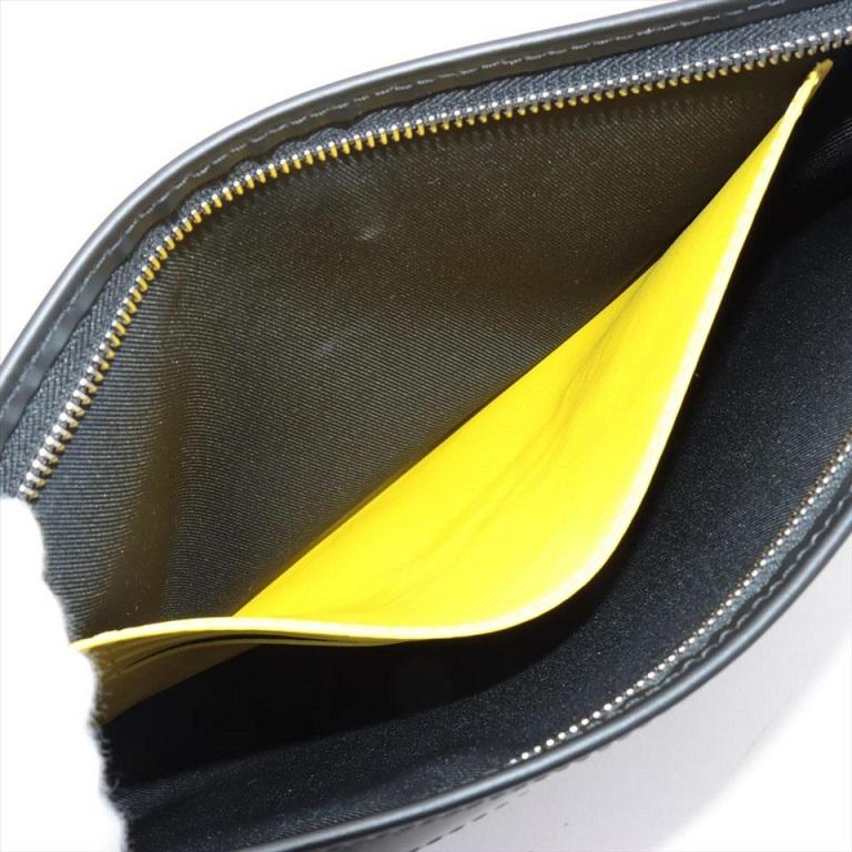 Louis Vuitton Damier Graphite Pochette Voyage MM Zip Clutch Yellow Stripe 862045 For Sale 1
