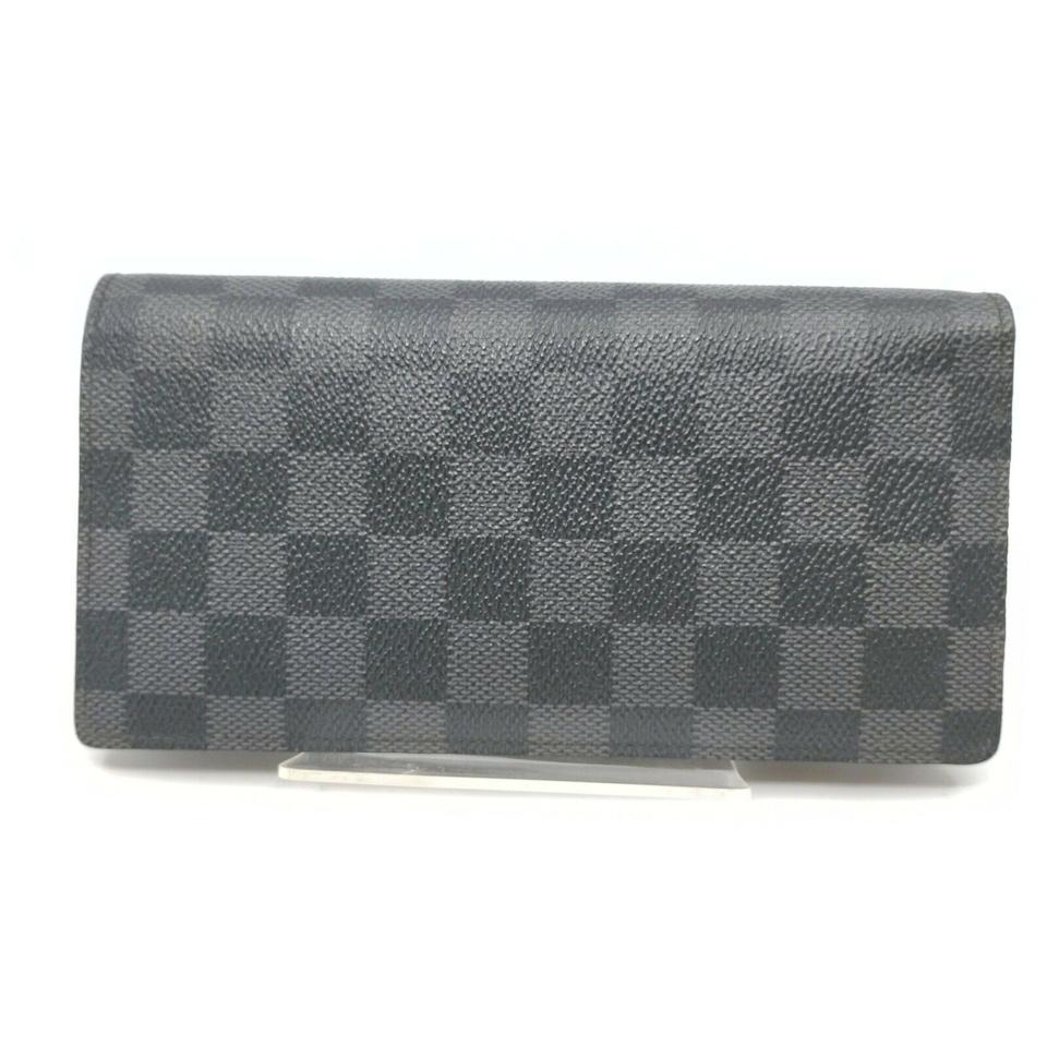 Gray Louis Vuitton Damier Graphite Portefeuille Brazza Long Wallet 862085