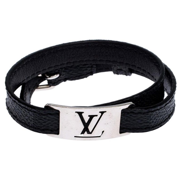 Louis Vuitton Damier Graphite Silver Tone Sign It Bracelet For Sale at ...