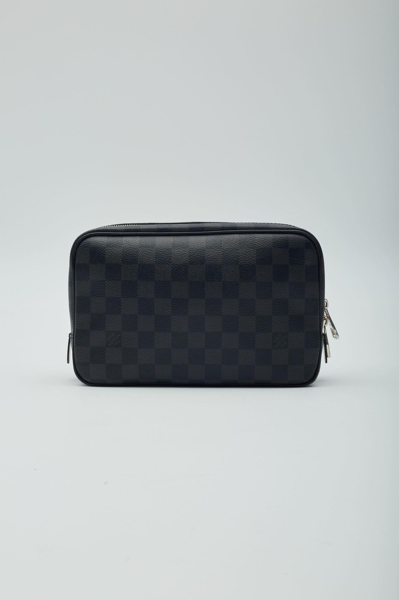 Black Louis Vuitton Damier Graphite Toilet Pouch GM Cosmetic Bag For Sale