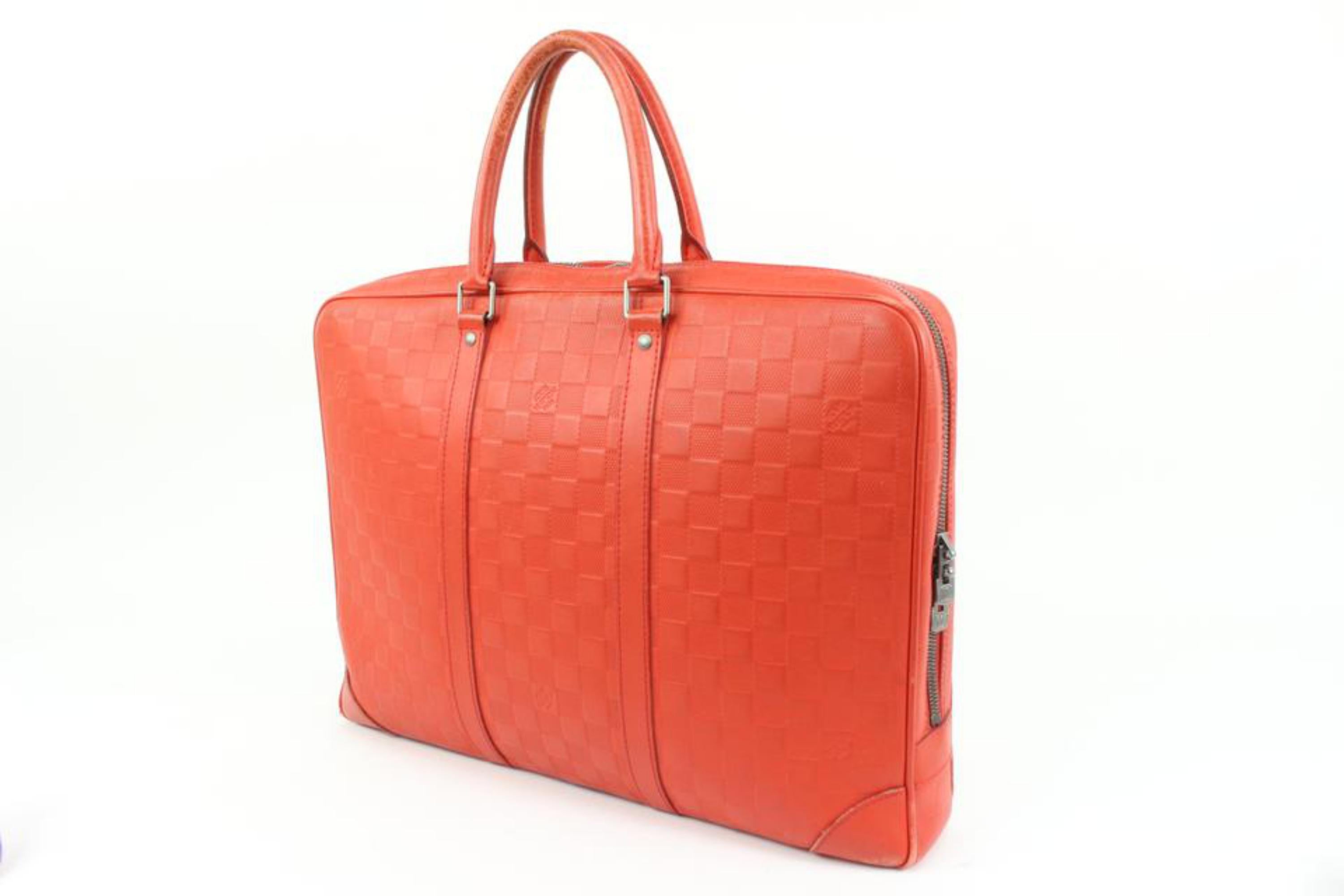 Louis Vuitton Damier Infini Fusion Red-Orange Porte Documents Voyage Briefcase 78lk
Date Code/Serial Number: CA4123
Made In: Spain
Measurements: Length:  16