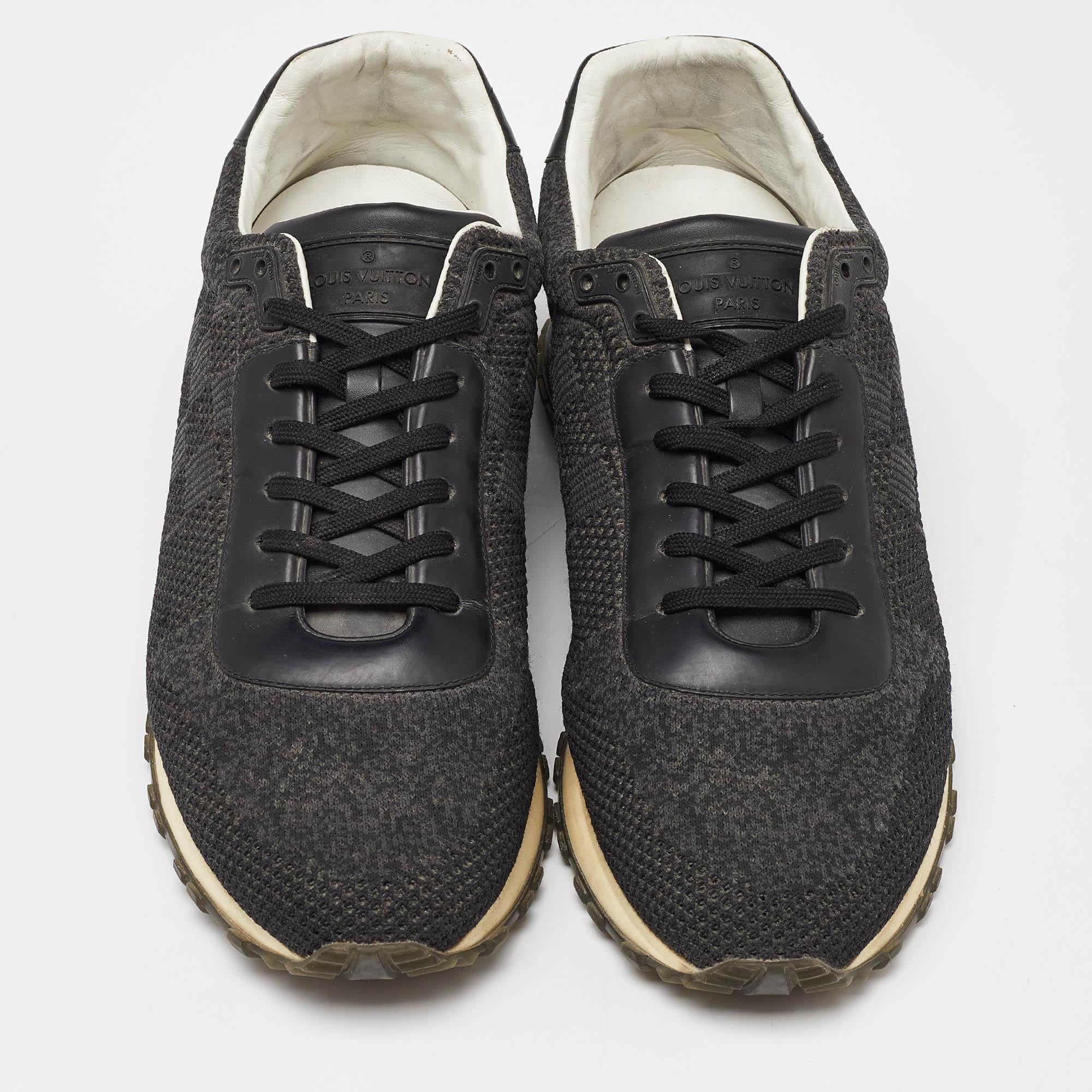 Noir Louis Vuitton - Baskets basses Run Away en tricot damier et cuir, taille 44